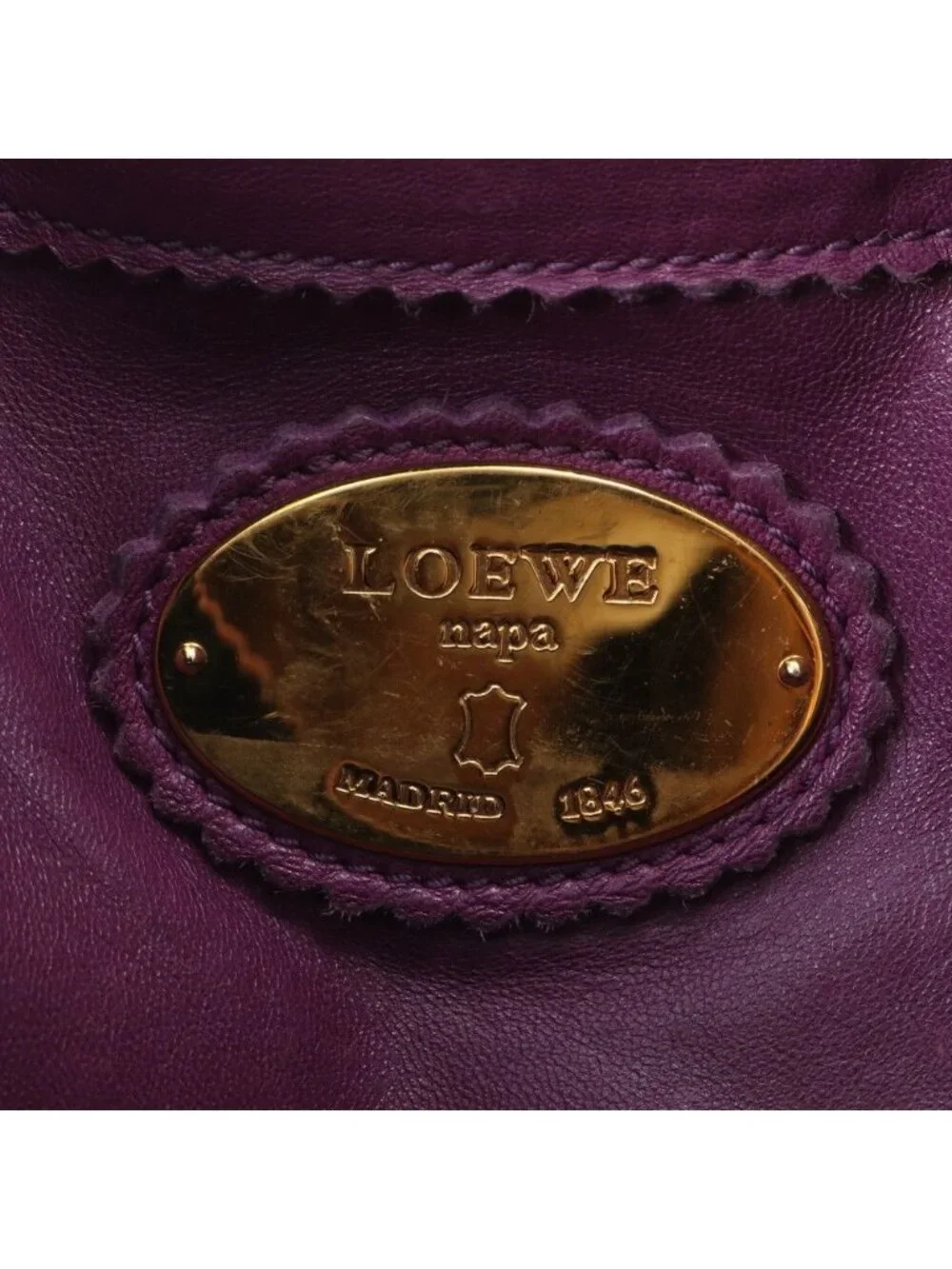 Loewe Anagram Leather Tote Shoulder Hand Bag